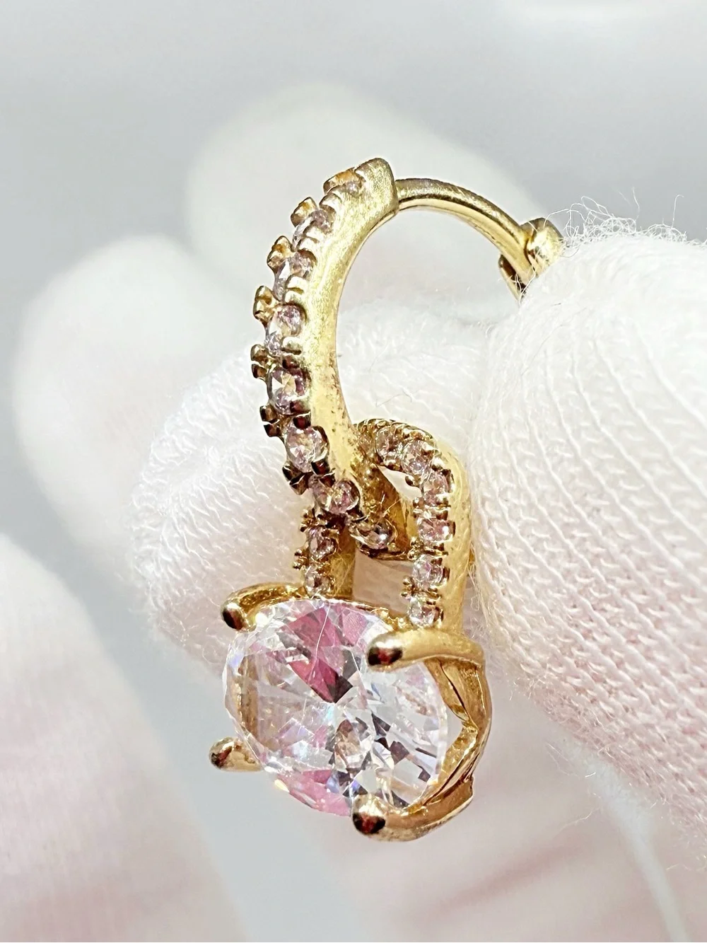 Stunning Gold-Tone Cubic Zirconia Drop Huggie Earrings!